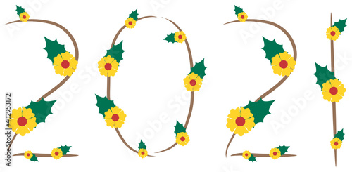Vector yellow floral design of 2021