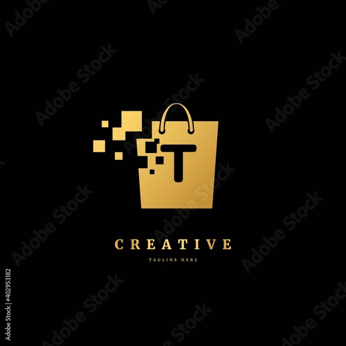Initial letter T. logo shopping bag concept for business, packaging, product delivery, store, ect.