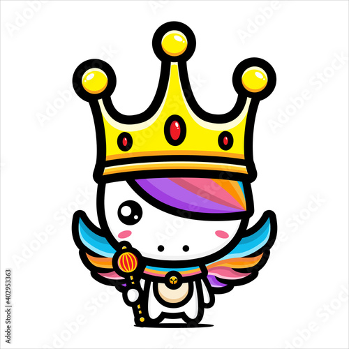 cute unicorn king character design © Wantrisna Vektor