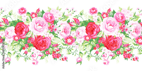 Seamless floral border with