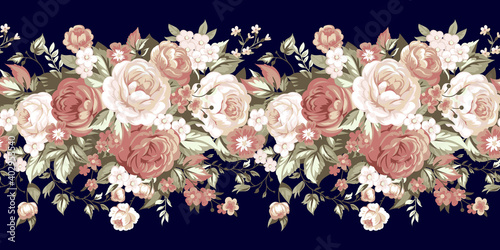 Seamless floral border with