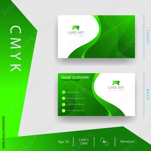 Green business card template. Card name design