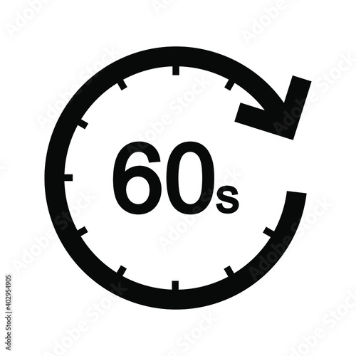timer 60 second icon. clock sign. vector illustration photo