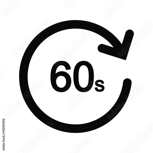 timer 60 second icon. clock sign. vector illustration