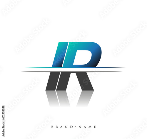 IR initial logo company name colored black and blue, Simple and Modern Logo Design.