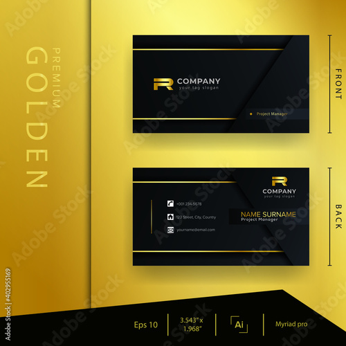 Golden business card template. Card name design