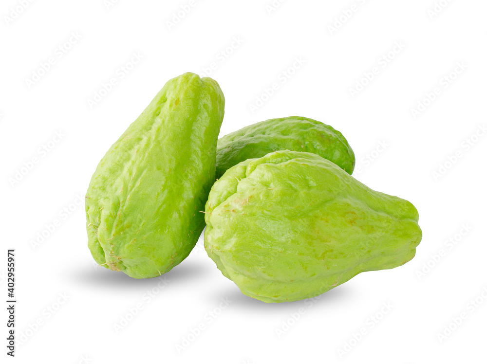 fresh chayote isolated on white background fresh chayote isolated on white background