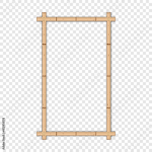 Japanese rustic realistic bamboo frame.  Vector illustration isolated.