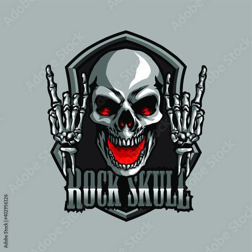 Rock n roll skull mascot logo, for your esports team