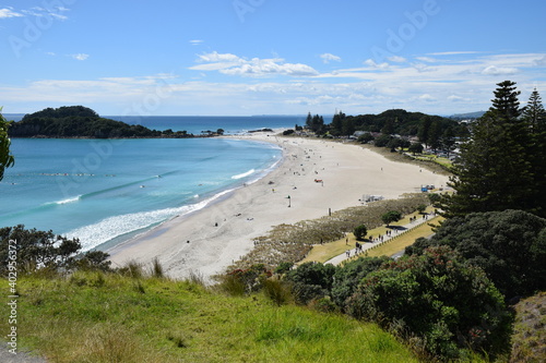 View from Mount Maunganui  Tauranga  New Zealand  on a sunny Summer day