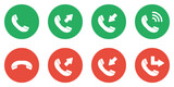 green and red phone call vector icons set