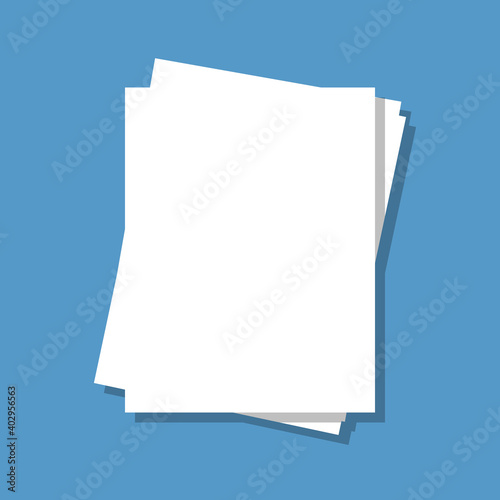 disordered blank paper sheets stack, flat vector illustration