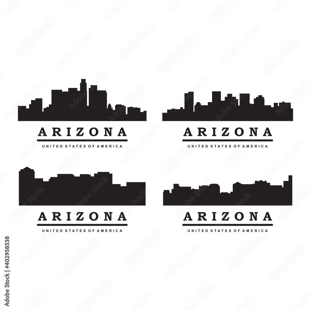a set of arizona skyline silhouette vector