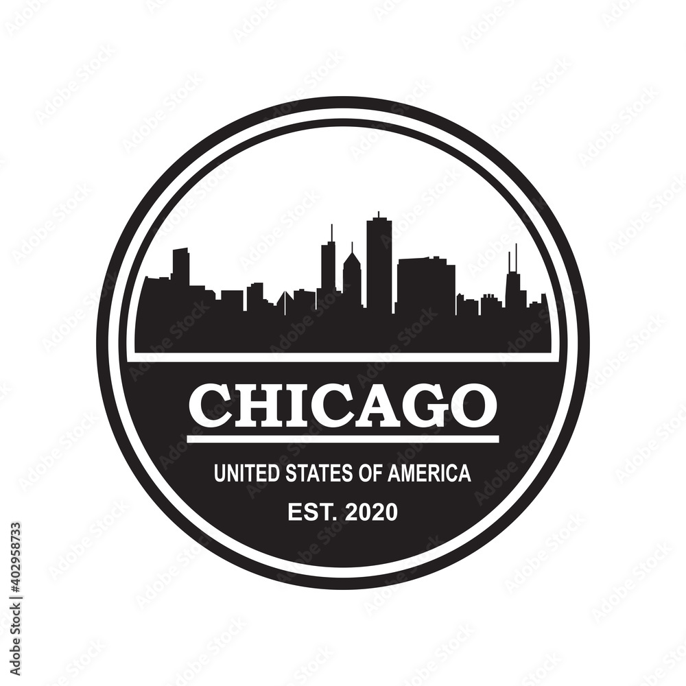 Chicago Skyline Silhouette Logo , Usa Skyscraper Logo