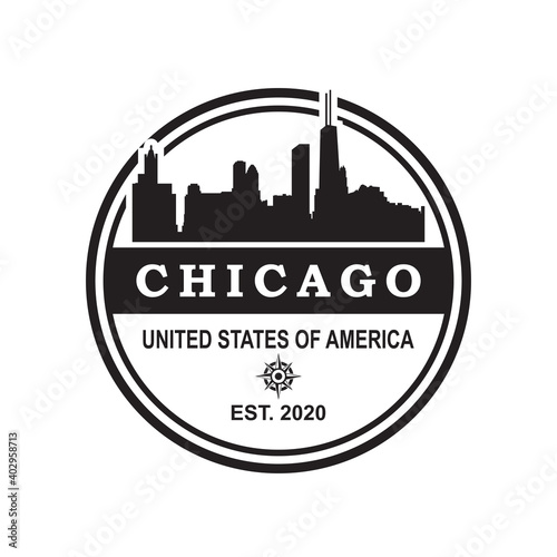 Chicago Skyline Silhouette Logo , Usa Skyscraper Logo