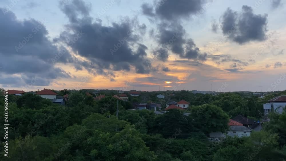 Sunrise landscape on the island of Bali. Tropical Forest Sunrise landscape on the island of Bali. Tropical Forest