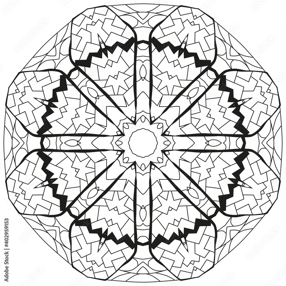 Fototapeta premium Hand drawn zentangle circular ornament for coloring page.