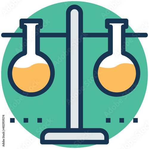 Vector chemical laboratory stand with glass flasks
