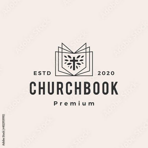 church book hipster vintage logo vector icon illustration