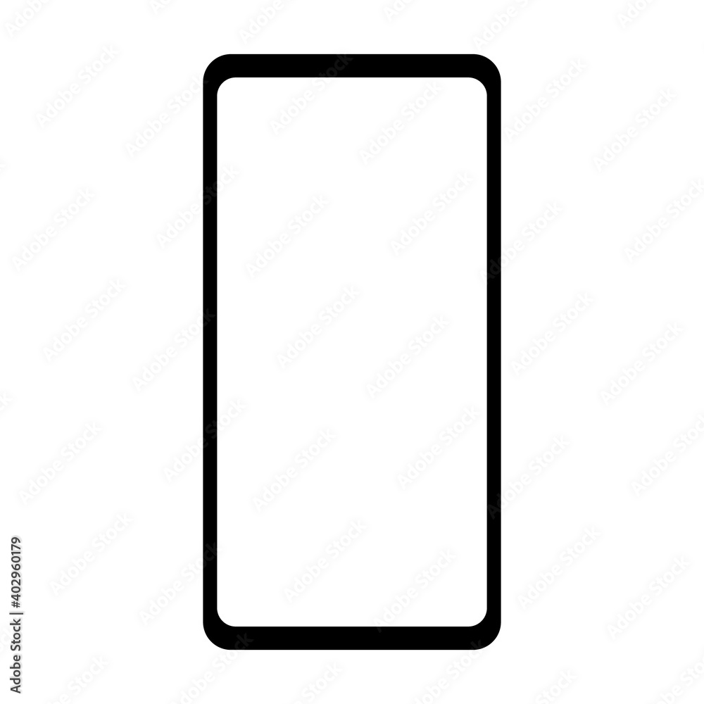 Mobile phone or smartphone with no buttons or bezel flat vector icon for apps and websites Mobile phone or smartphone with no buttons or bezel flat vector icon for apps and websites