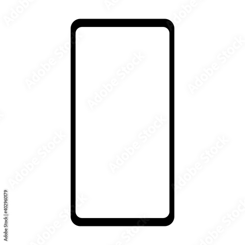 Mobile phone or smartphone with no buttons or bezel flat vector icon for apps and websites