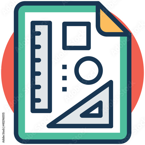 Artwork or drawing, flat vector icon 