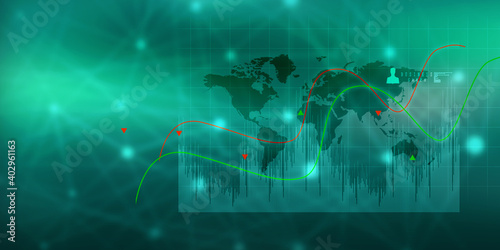 2d rendering Stock market online business concept. business Graph 