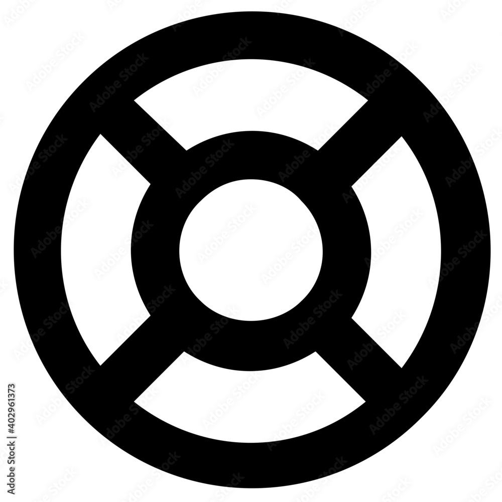 Obraz premium Life ring with rope bold line vector icon