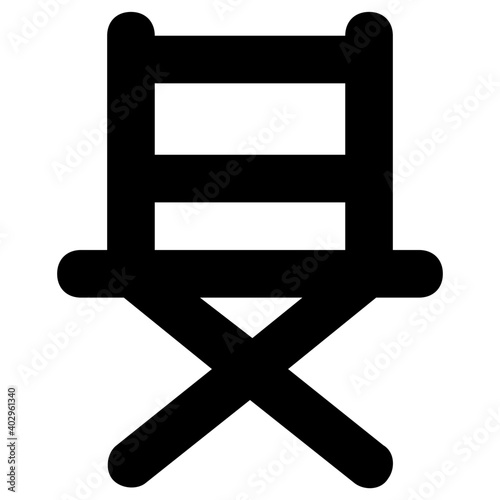 Folding chair, film director or cinema symbol bold line vector icon