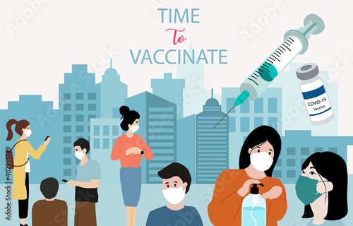 People with surgical face mask, vaccine background to prevent the spread of bacteria,coronavirus