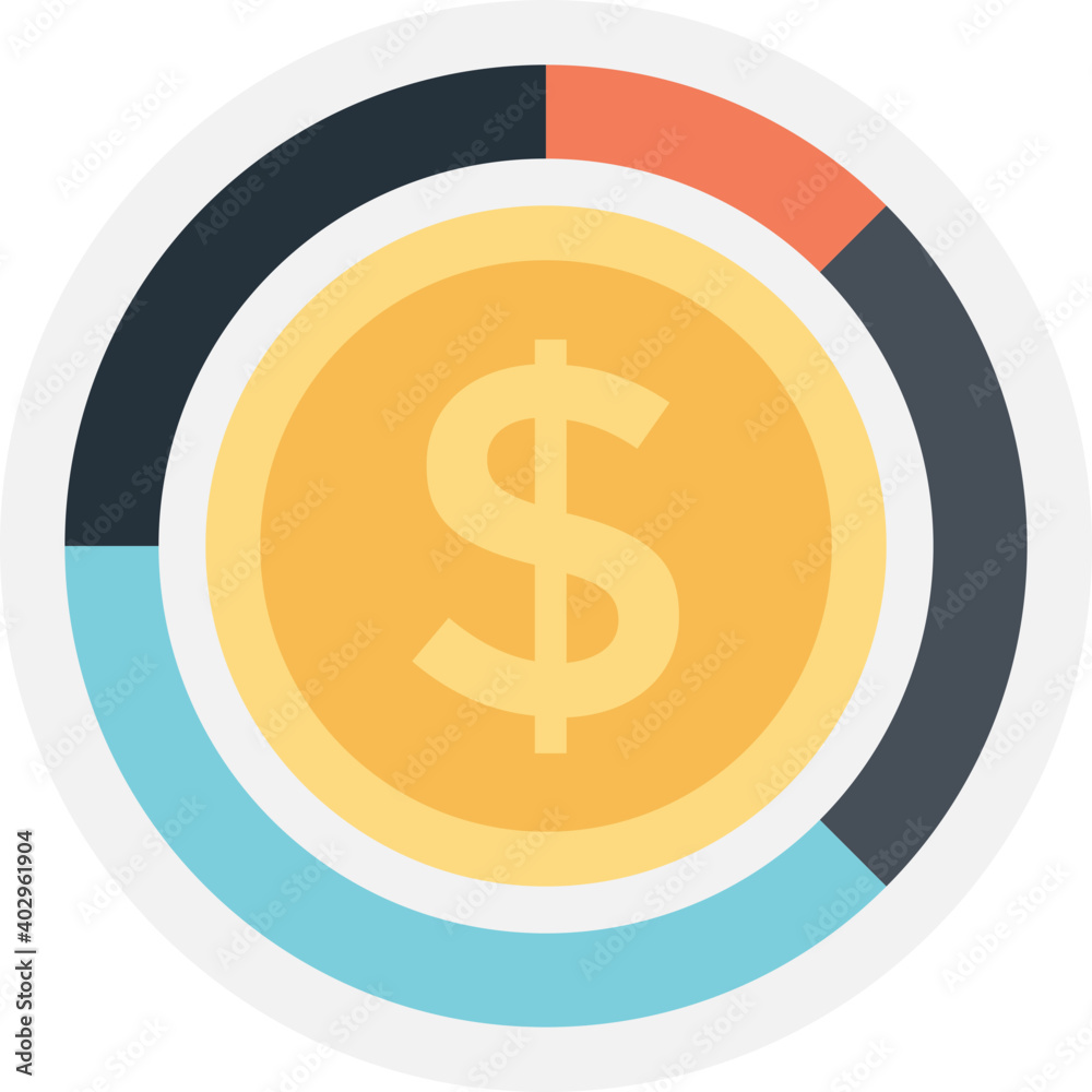 American money one dollar gold coin, flat vector icon American money one dollar gold coin, flat vector icon
