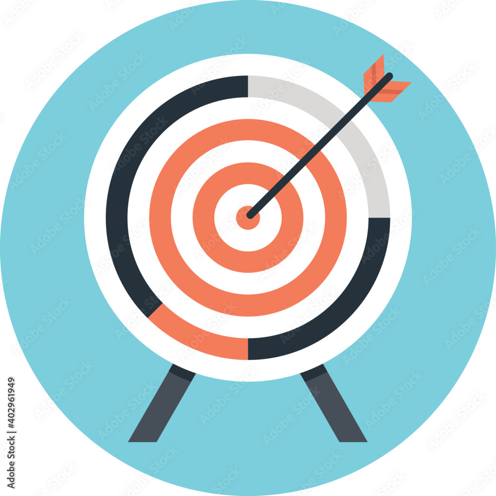 Arrow hitting a target flat vector illustration Arrow hitting a target flat vector illustration