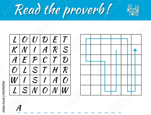 Read the proverb. Educational game for kids. Write the result