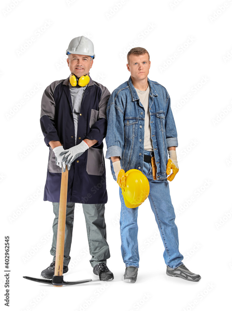 Miner men on white background Miner men on white background