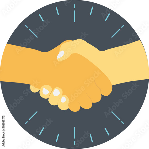 Handshaking, partnership, business deal flat vector icon 