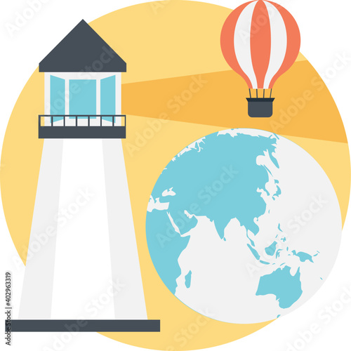 Global traveling or world tour concept vector 