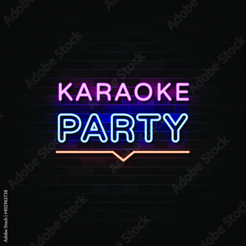 Karaoke Party Neon Signs Vector. Design Template Neon Style