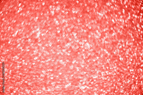 Abstract red glitter sparkle with heart bokeh light for Valentines background