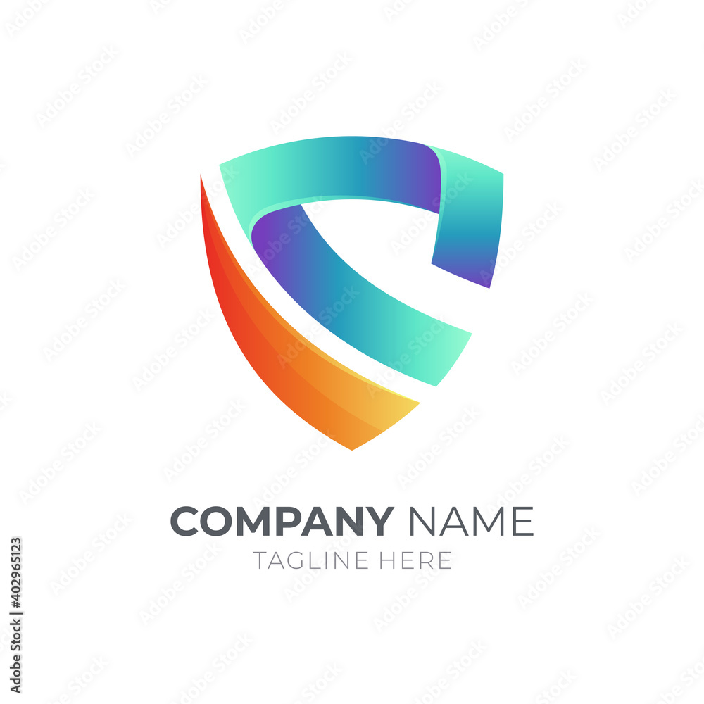 Shield letter S logo with ribbon shape 3d concept Shield letter S logo with ribbon shape 3d concept