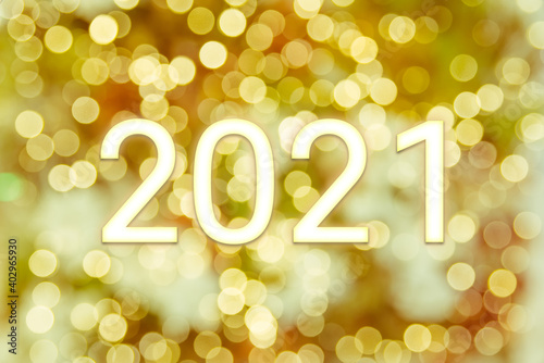 Happy New Year 2021. Bokeh Lights Abstract Background