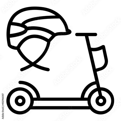 Electric Scooter with helmet Concept Vector Icon Design, Green transport Symbol on white background, Eco Motorized scooter Sign,