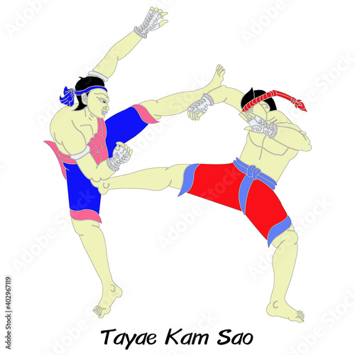 Minor Thai-style boxing winning card : 15 styles.
 1 of 15 styles of  Look Mai Muay Thai.This style is called Thai traditional songs poled post.
Thai language is called Tayae Kam Sao.