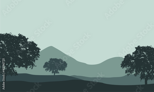 Beautiful nature scenery of the city edge in the morning. Vector