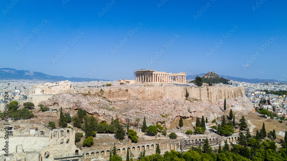 Acropolis of Athens view from drone