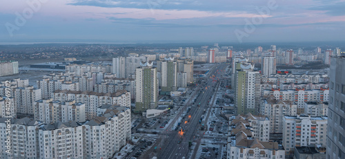 Winter snow fell in the city of Minsk.