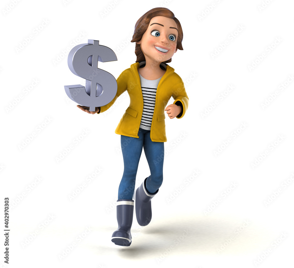 Fun 3D illustration of a cartoon teenage girl Fun 3D illustration of a cartoon teenage girl