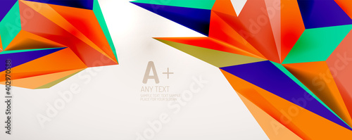 Vector triangle geometric backgrounds. Low poly 3d shape on light backdrop. Vector illustration for covers  banners  flyers and posters and other designs