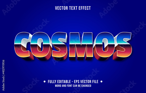 Editable text effect - cosmos chrome retro style