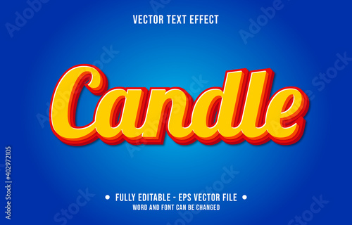 Editable text effect - Candle bright yellow color modern style 