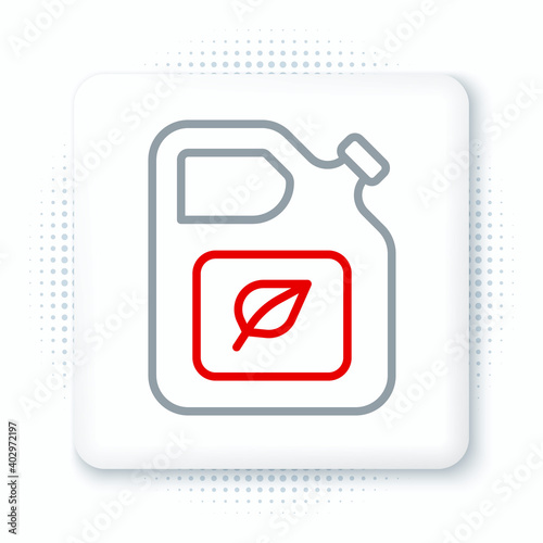 Line Bio fuel canister icon isolated on white background. Eco bio and barrel. Green environment and recycle. Colorful outline concept. Vector.